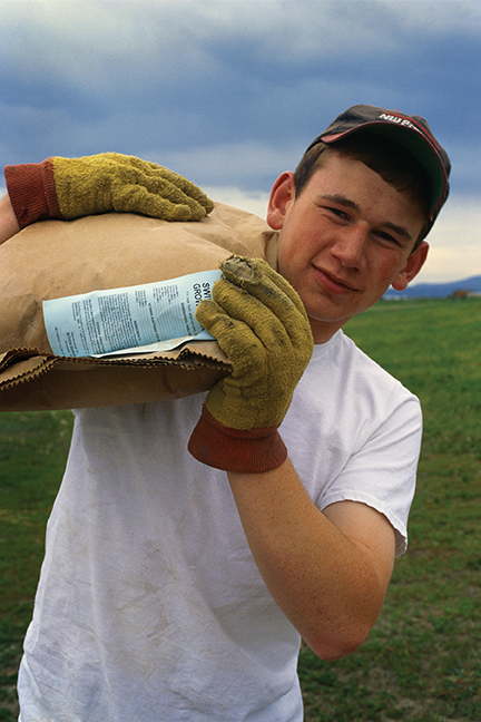 Boy with feed